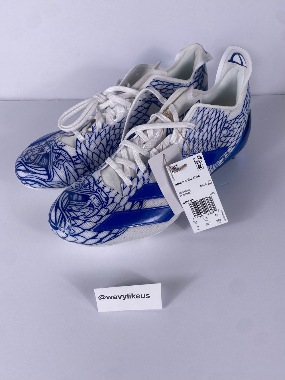 Adidas Adizero Electric Blue White Snakeskin Football Cleats IH8569 Mens Size 10